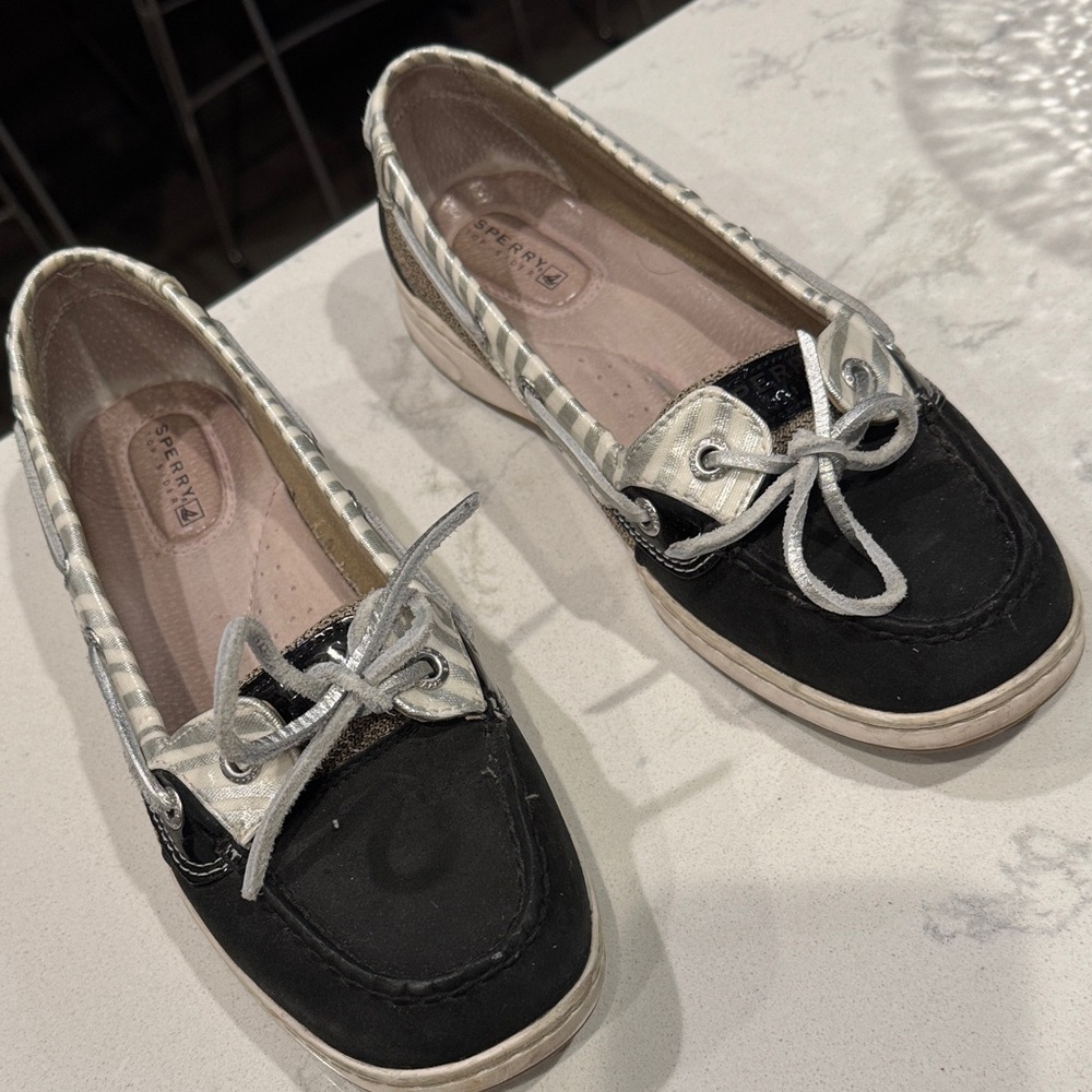 Sperry Women's Black and Cream Loafers